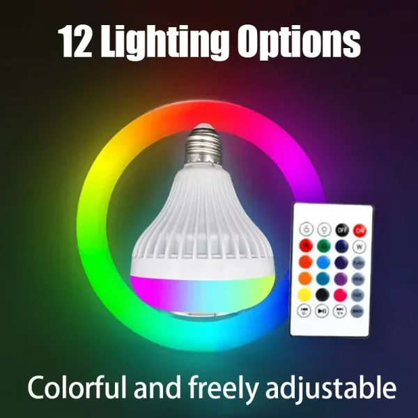 Wireless Smart Light Bulb LED Bluetooth Speaker with Remote Control, RGB color Changing Speaker Music Light Bulb with Built-in