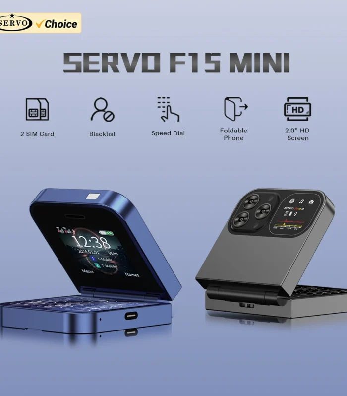 SERVO Classic Small Flip Mobile Phone 2G Dual SIM Card Blacklist Speed Dial 2.0“ Screen 180° Fold Button Cellphones New upgrade